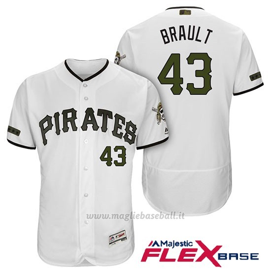 Maglia Baseball Uomo Pittsburgh Pirates Steven Brault Bianco 2018 1ªAlterner Flex Base